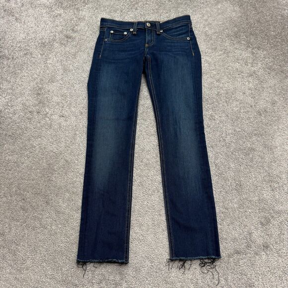 rag & bone Denim - Rag & Bone Skinny Denim Jeans Womens  26 Bedford Blue Dark Wash Raw Hem 27x26
